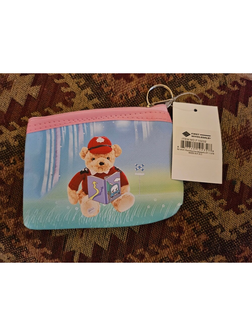 NWT - Teddy Bear reading book - Coin Purse /Makeup bag / Storage bag NEW